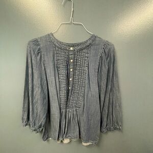 GAP “Denim Blue” Cotton Pleated Blouse